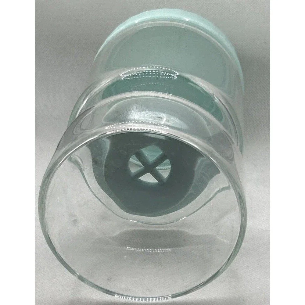 Pickle or Olive Hourglass Jar with Strainer Flip Pickle Juice Separator Aqua